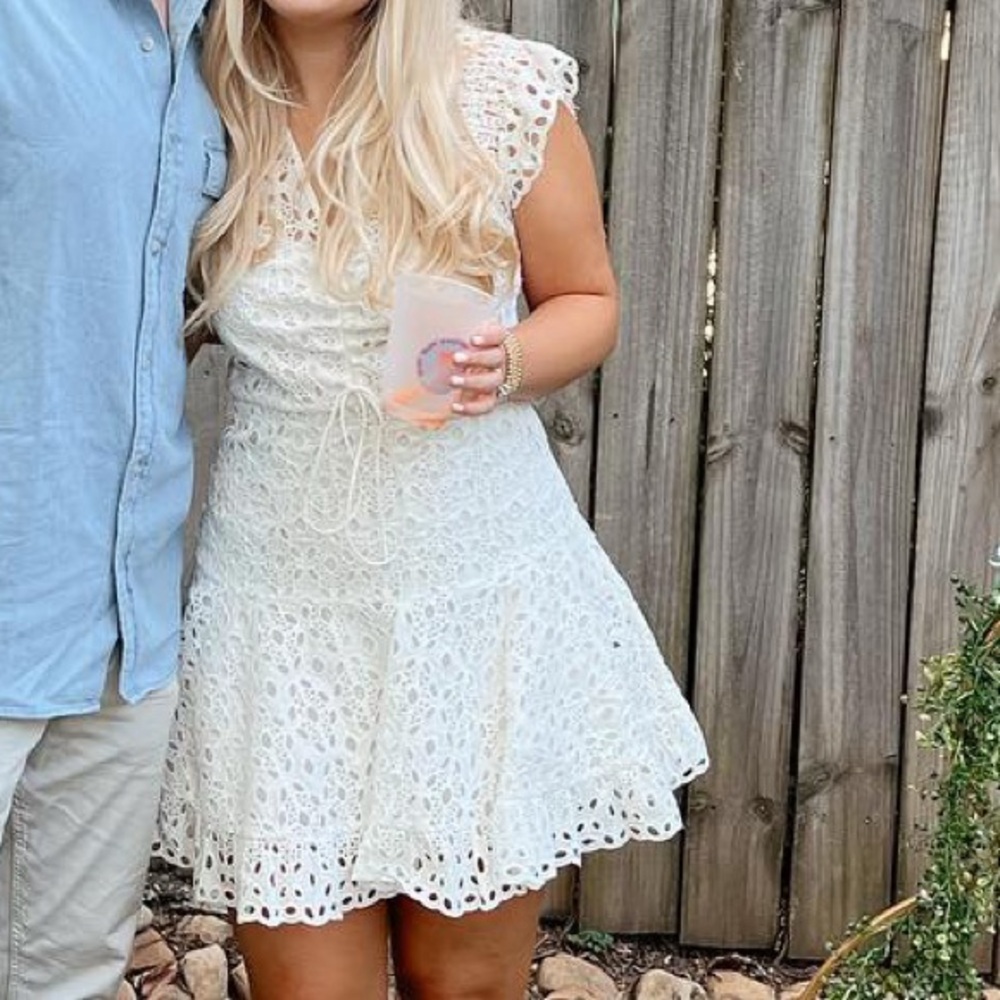 Gianni Bink White Eyelet Mini Dress